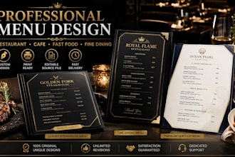 design a modern restaurant menu digital printable  interactive