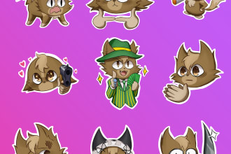 make furry stickers in cartoon style and anime style