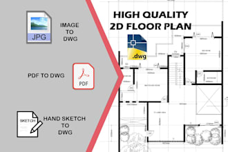 turn your sketch into high professional 2d floor plan in cad