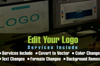 edit logo, redraw, modify, text, color change in 24hrs