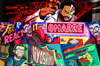 draw anime or cartoon gaming banner youtube, twitch and kick