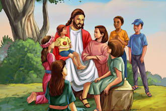 design christian religion children book illustrations