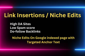 do link insertion niche edit SEO backlinks on high da sites