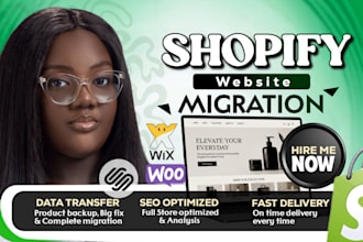 migrate wordpress website to shopify, woocommerce to shopify, wix to shopify