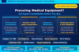 consult on medical equipment procurement and neutral tender specs preperation