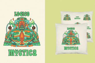 draw a minimalism psychedelic illustration for merchandise