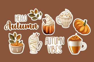 design cute sticker pack with flat vector illustrations
