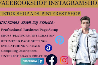create your business page fix fb, tiktok, ig, pinterest shop