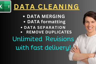 clean excel data, merge, format, and separate