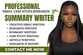 do essay writing, content writing, research, summary, creative essay,
