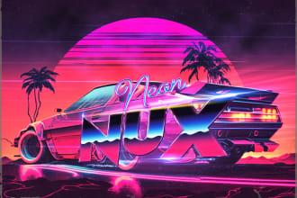 do 80s retrowave logo designs and futuristic synthwave style