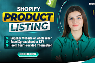 do shopify product listing, product upload and data entry