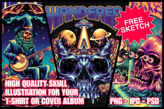 create skull illustration for tshirt or album cover