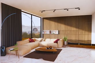model realistic interior architecture 3d render,360 panorama