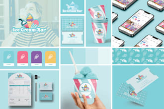 design a full branding package for your ice cream parlor or coffee shop