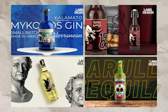 best design for wine label, beer label, gin label, bottle