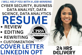 write cybersecurity, data science, business, data analyst, data analytics resume