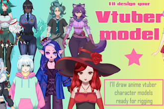 draw and design anime 2d vtuber model ready for rigging