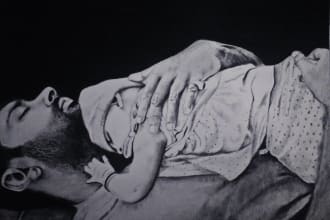 create  portrait drawings with pencil and charcoal