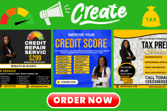 design credit repair flyer, credit score, tax flyer for instagram facebook
