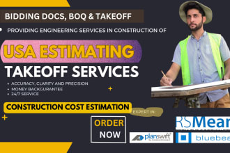 construction cost estimation and material takeoff on planswift, bluebeam