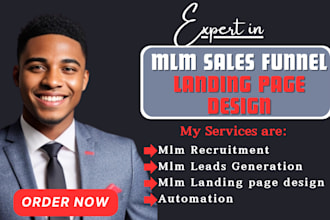 build MLM sales funnel, MLM landing page, MLM recruitment funnel for MLM website