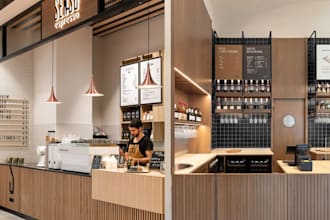 do interior design restaurant cafe bar photo realistic 3d render