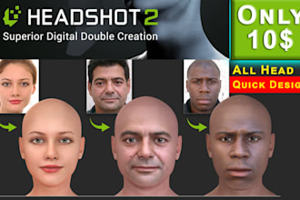 make photo of a hyper realistic human head rigged, 3d model