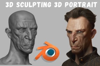 sculpt 3d model, 3d portrait, 3d face, 3d character model for 3d printing
