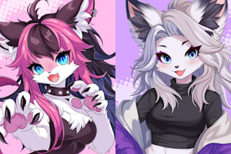 draw furry art, fursona, original furry character, and anthro in anime style
