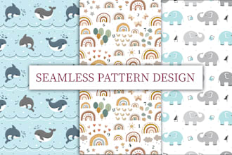 create cute seamless patterns for kids, baby products