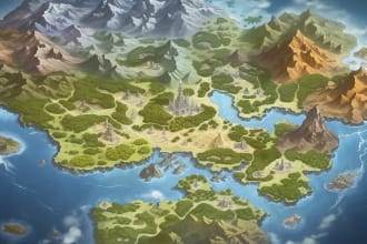 make fantasy map illustration for dnd, novels and games