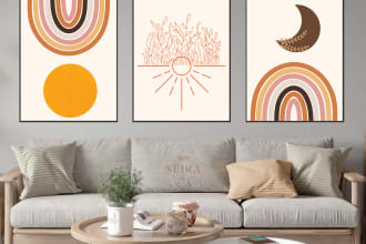 design printable boho wall art posters for etsy and shopify store