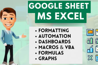 help you in excel vba, formula, macro, graphs and app script