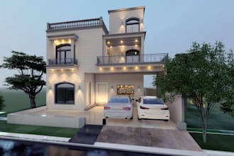 create architectural exterior 3d realistic rendering
