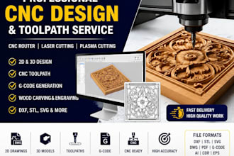 create cnc wood router designs, 2d 3d models and toolpaths