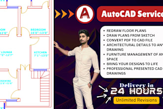 design 2d floor plans and furniture set in autocad