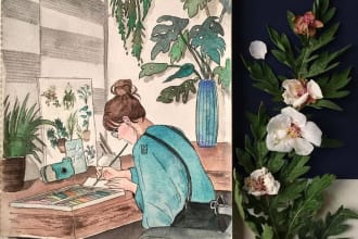 paint watercolor paintings and digital illustrations