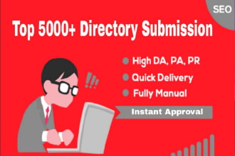 make 5000 directory submission SEO backlinks for google rank