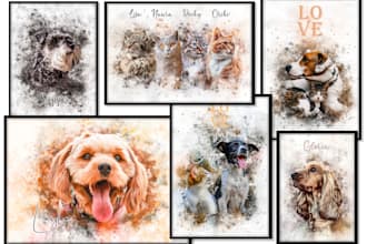 draw realistic watercolor pets