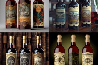 do professional  gin, wine, vodka, bottle label design