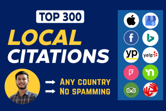 do 300 USA, ca, UK local citations and directory submission for local SEO