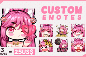 do cute chibi emote for twitch and discord