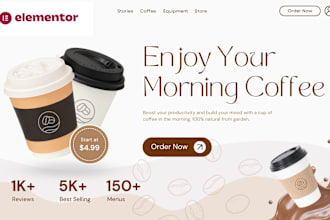 create a wordpress coffee website or wordpress food and bakery website