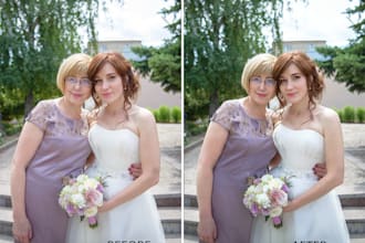 editing wedding and engagement photo, skin retouching, color correction etc