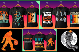 give you basketball designs tshirt eps and png pack