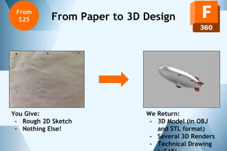 convert a rough 2d sketch into a 3d model using fusion 360