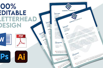 design professional letterhead with editable word template in 12 hours
