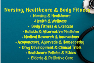 research and write on nursing, healthcare and body fitness