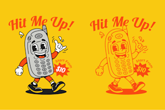 draw vintage mascot retro cartoon character illustration for logo, tshirt